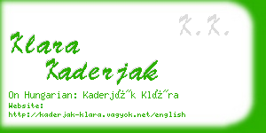 klara kaderjak business card